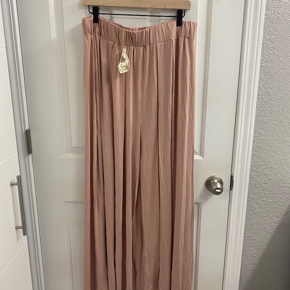 Easel Los Angeles Pants polyester pink stretchy wide leg 2x. New with tag. - Picture 1 of 5